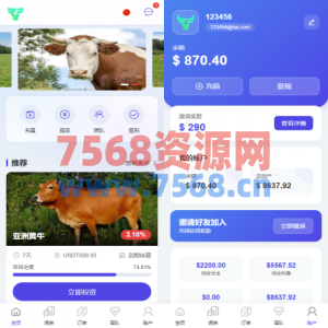 多语言养殖投资系统/养牛投资返利/签到/前端VUE
